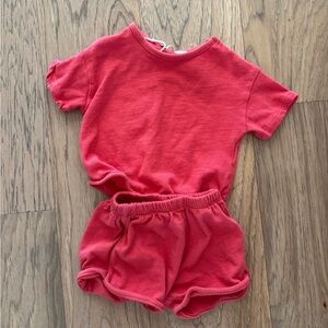 Zara light red shorts set